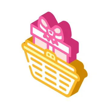 Basket gift isometric icon vector illustration Stock Illustration