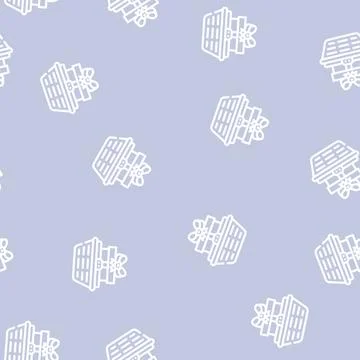 Basket gift line vector seamless pattern Stock Illustration