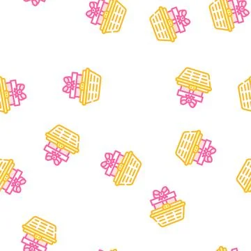 Basket gift vector seamless pattern 스톡 일러스트
