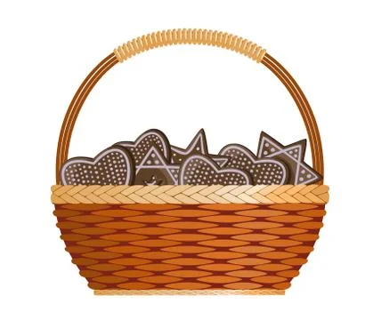 Basket with ginger cakes Stock Illustration