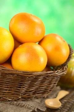 Basket of grapefruits Stock Photos