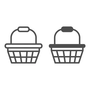 Basket with handle line and solid icon, shopping concept, basket sign on white Illustration