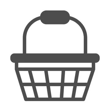 Basket with handle solid icon, shopping concept, basket sign on white background イラスト素材