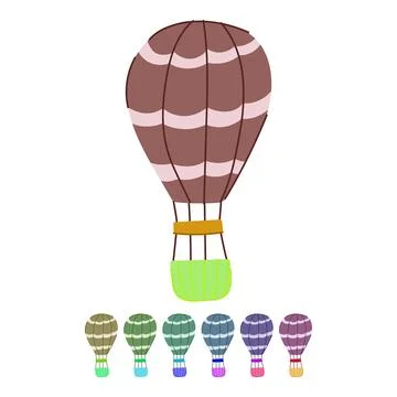 Basket hot air balloon vector cartoon graphic Ilustração Stock