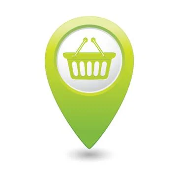 Basket icon green map pointer Illustrazione stock