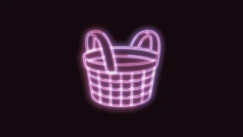 Basket Icon Neon Seamless Loop with Black Background 4K Stock Footage 311300961