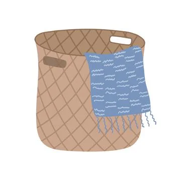 Basket with a knitting. Stock Illustration