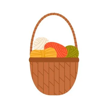 Basket with knitting Stock Illustration