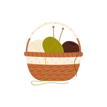 Basket with knitting tools Stock Illustration