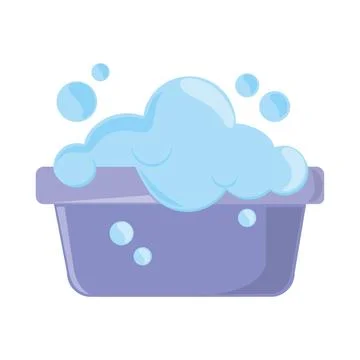 Basket laundry with bubbles Stock Illustration