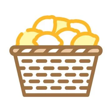 Basket with lemons color icon vector illustration Stock Illustration
