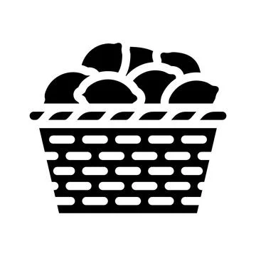 Basket with lemons glyph icon vector illustration Stock Illustration