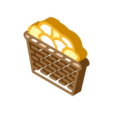 Basket with lemons isometric icon vector illustration Stock Illustration