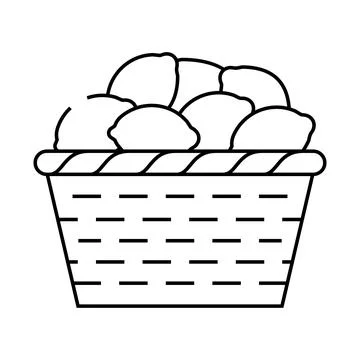 Basket with lemons line icon vector illustration Stock Illustration