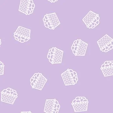 Basket with lemons line vector seamless pattern 스톡 일러스트