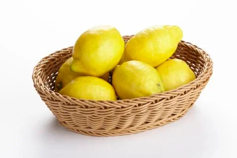 Basket of lemons Stock Photos
