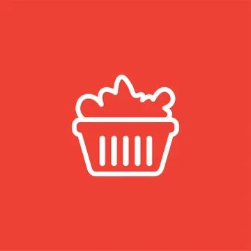 Basket Line Red Icon On White Background. Red Flat Style Vector Illustration. Stock Illustration