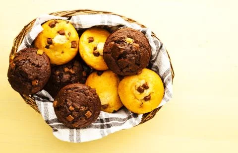 Basket of Muffins Stock Photos