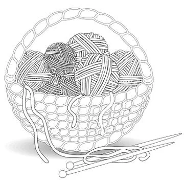 Basket with multi-colored tangles in a square Frame of multi-colored balls of Stock Illustration