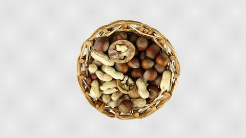 Basket with nuts (alpha channel) Vídeo Stock 242304767