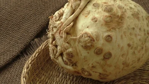 Basket with a one big head of celery Stock Footage 75997369