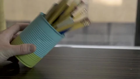 A basket of painter pencil Stock Footage 153027585