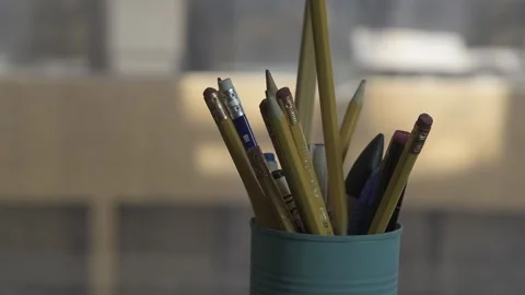 A basket of painter pencil Stock Footage 153027645