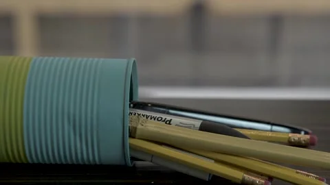 A basket of painter pencil Stock Footage 153027771