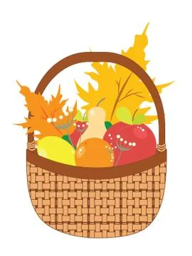 Basket of Pears and Apples Stock Illustration