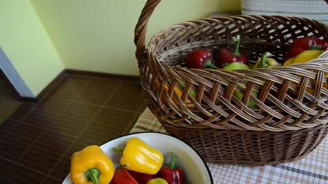 Basket of pepper Stock Footage 141372326