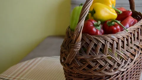 Basket of pepper Stock Footage 141373038
