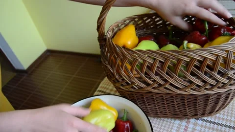 Basket of pepper Stock Footage 141373679