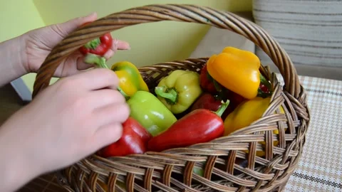 Basket of pepper Stock Footage 141374056
