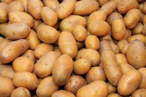 Basket of potatoes Stock Photos