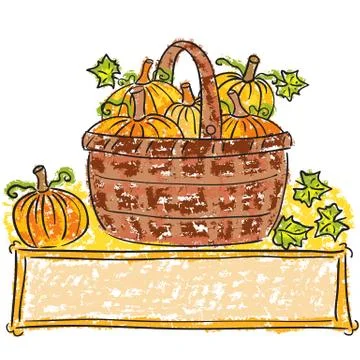 Basket with pumpkins Stock Illustration