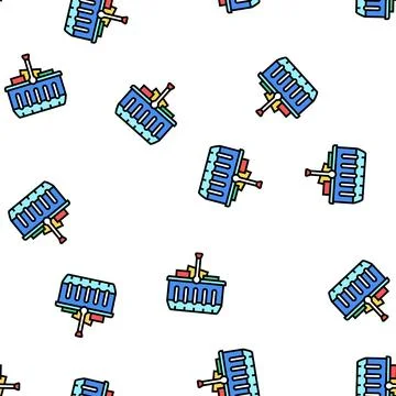 Basket with purchases vector seamless pattern 스톡 일러스트