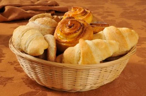Basket of rolls Stock Photos