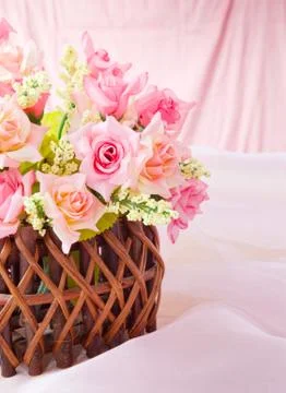 Basket roses Stock Photos