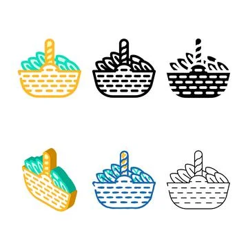 Basket spinach color icon vector styleset Stock Illustration