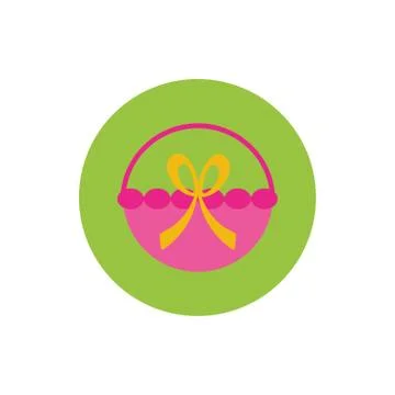Basket straw block and flat style icon Stock Illustration