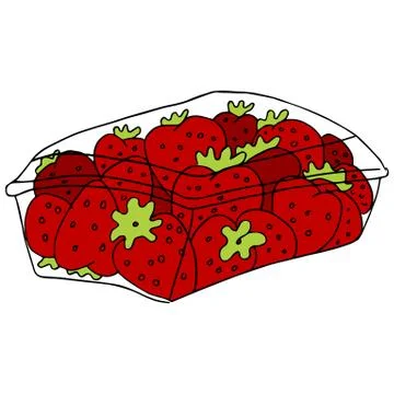 Basket of strawberries Stock Illustration