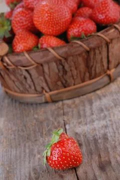 Basket of strawberries Stock Photos