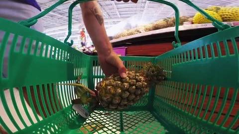 Basket in a supermarket Stock Footage 75569478