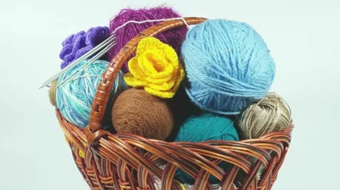 Basket with threads Stock Footage 68490750