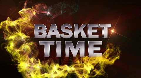 Basket time text red Stock Footage