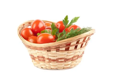 Basket of tomatoes Stock Photos