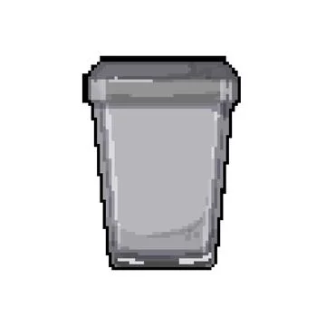 Basket trash bin garbage pixel art vector illustration Stock Illustration