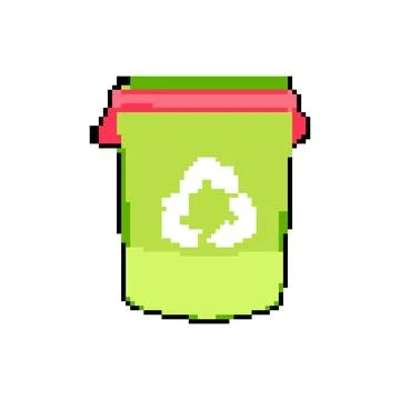 Basket trash bin pixel art vector illustration Stock Illustration