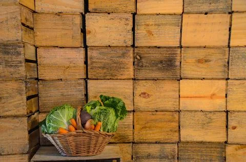 Basket with various types of vegetables Stock Photos