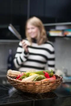 Basket with vegetables Stock Photos